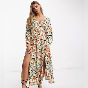 Midi tea dress in ditsy floral